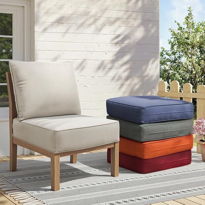 Outdoor Cushion Set for Furniture Patio Furniture, UV Resistant, Water Resistant - 6 Inch Thick Foam Garden Cushions– 24x24 Inch Patio Seat Covers for Chair/Sofa/Couch | Beige | 11-Pack |
