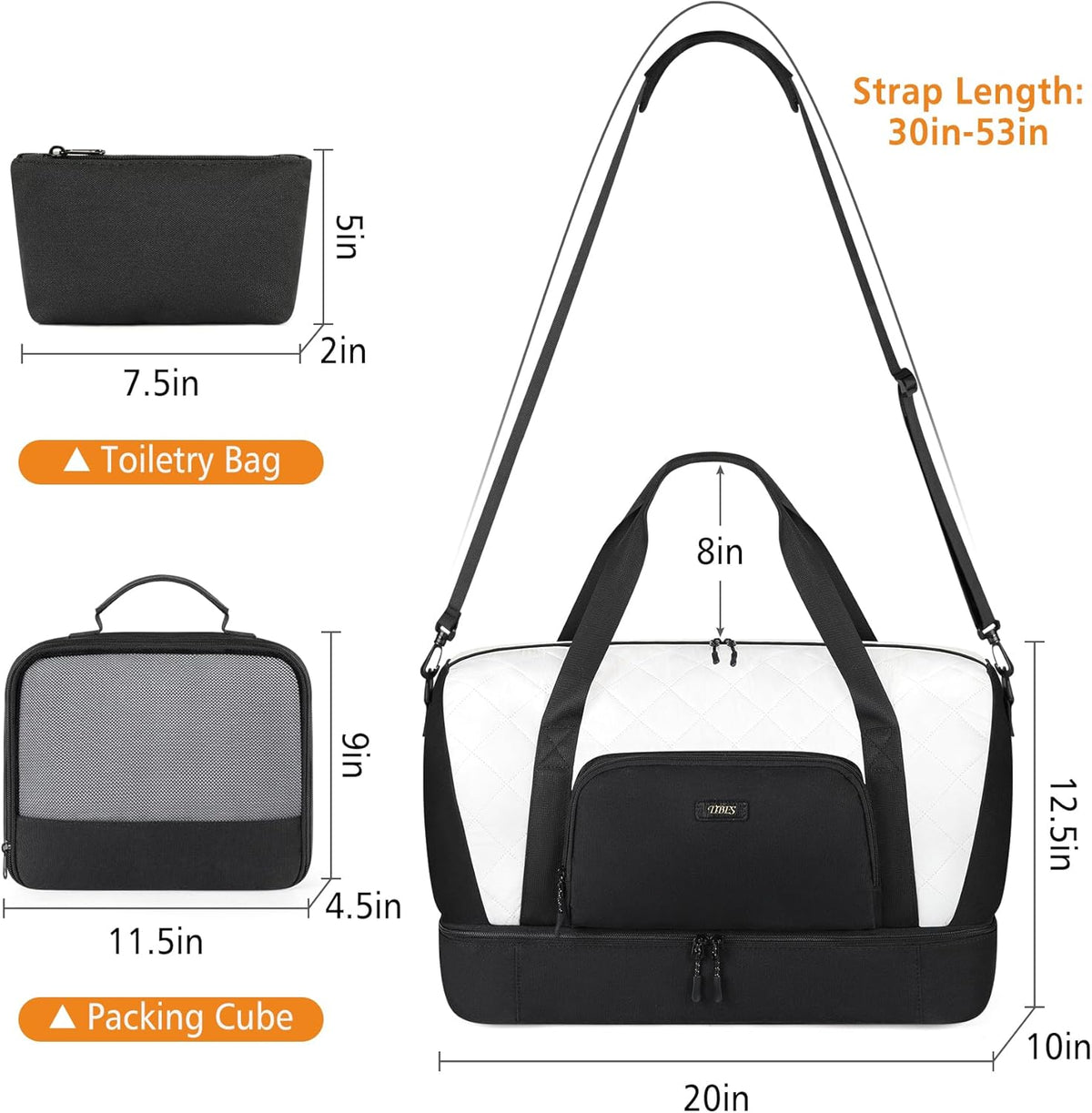 Travel Weekender Bag for Women, Overnight Bag with Shoe Compartment Oversized Travel Duffel Bag Carry On Tote 21"