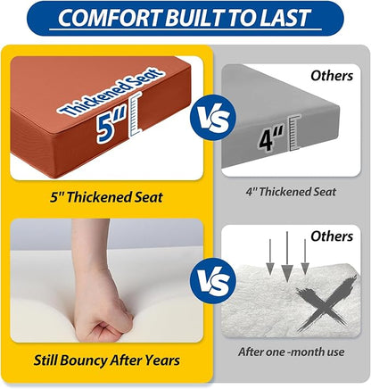AAAAAcessories Outdoor Seat Cushions for Chairs, Fade-Resistant, Waterproof Patio Furniture Replacement Cushions, 22" x 24" x 5" + 22" x 19", Rust