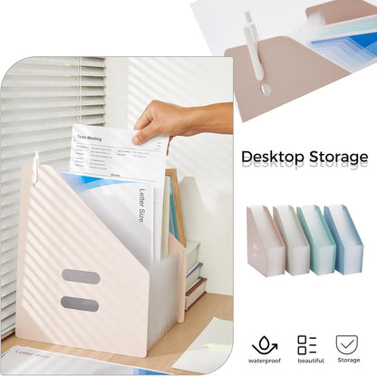 2-Piece Vertical Accordion Folder Manager, 13 Grid Expansion Pages, Vertically Opened Storage Bag for organizing Materials, School, Home, and Office letterhead, Gray