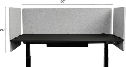 Stand Up Desk Store ReFocus Clamp-on Acoustic Desk Divider Privacy Panel That Reduces Noise and Visual Distractions (Cool Gray, 59" x 23.6", 23.6" x 23.6", & 23.6" x 23.6")