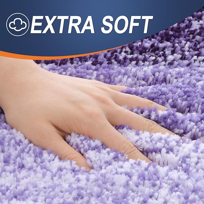 OLANLY Bathroom Runner Rugs 59x20, Extra Soft Absorbent Microfiber Bath Rugs, Rubber Backing, Quick Dry, Machine Washable Bath Mats for Bathroom Floor, Tub and Shower, Home Decor Accessories, Violet
