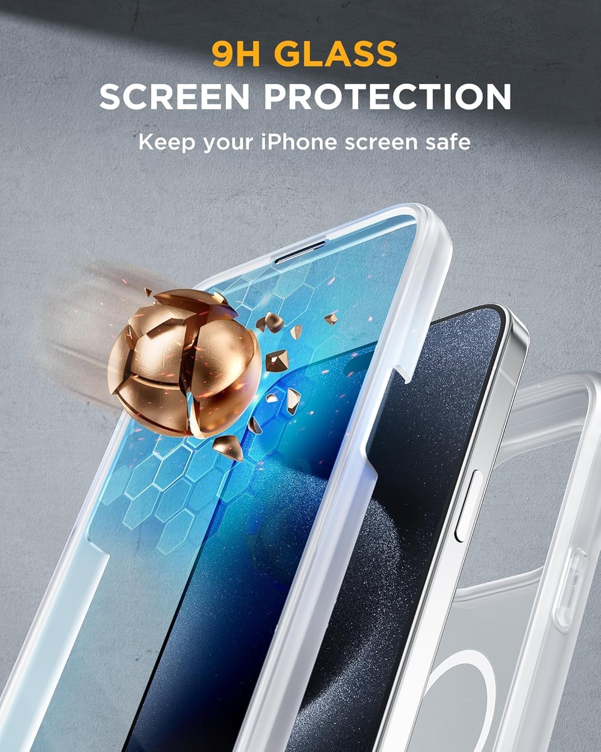 Miracase Magnetic for iPhone 12 Pro Max Case [Compatible with MagSafe] Full-Body Phone case with Built-in Glass Screen Protector& Camera Protector, Military Drop Proof 12 Pro Max Cover, Matte Clear