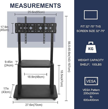 Maiproo Rolling TV Stand with Wheels