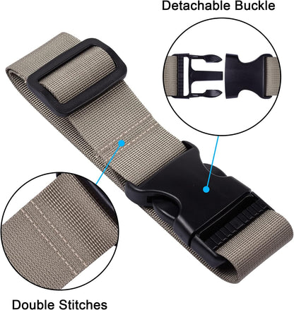 Wisdompro 2 Pcs Add a Bag Luggage Strap, Heavy Duty Adjustable Suitcase Belt Travel Attachment Travel Accessories for Connecting Your Luggage Together - Khaki