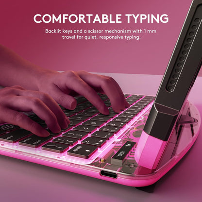 GUSGU Transparent Case with Wireless Keyboard for iPad 10.2-in (7th, 8th, and 9th Gen), 7 Colors Backlight, Trackpad, 360°Rotating Stand, Tech Style