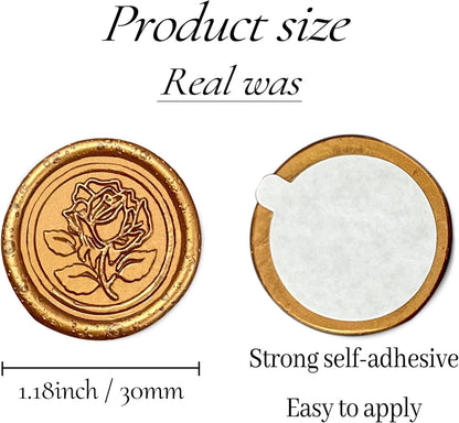 50Pcs Wax Seal Stickers Handmade Envelope Seals Self Adhesive Wax Stickers for Wedding Party Invitations, Envelope, Gift Wrap, Christmas(Rose Style, Antique Gold)