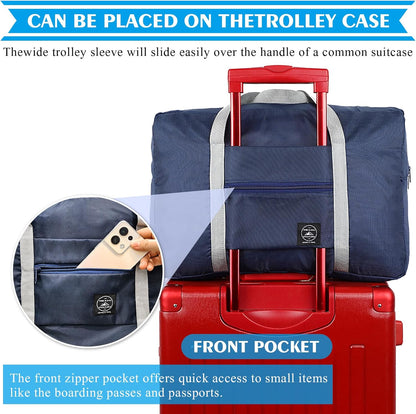 2PCS Travel Duffle Bags - Tote Carry on Bags (Nylon, Lightweight, Foldable, Water Resistant, Sports, Gym, Weekender, Overnight - Red, Blue, 2Pe)