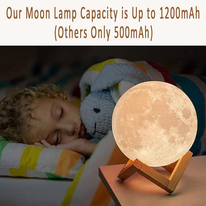 PRUGNA Moon Lamp, 1200mAh Ultra-Long Endurance Night Light, 7.1" 16 Colors LED