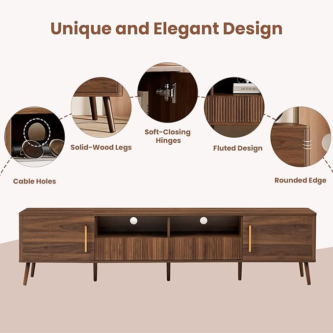 Merax Mid Century 78" TV Stand, Modern Entertainment Center