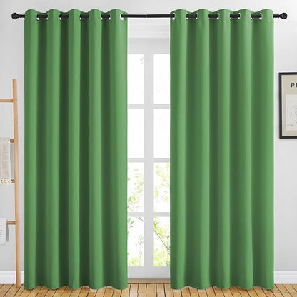 NICETOWN Blackout Forest Green Curtains for Living Room - Solid Thermal Insulated Sound Reducing Grommet Room Darkening Curtains & Drapes for Bedroom/Children Room (2 Panels, W66 x L84)