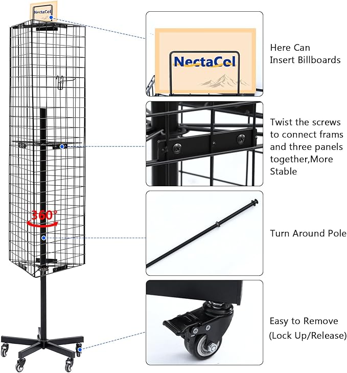 NectaCol Triangular Gridwall Panel Display Stand