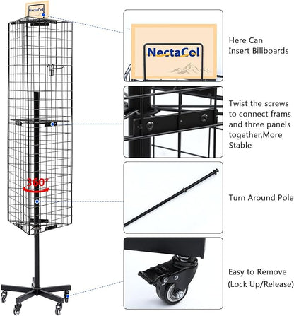 NectaCol Triangular Gridwall Panel Display Stand