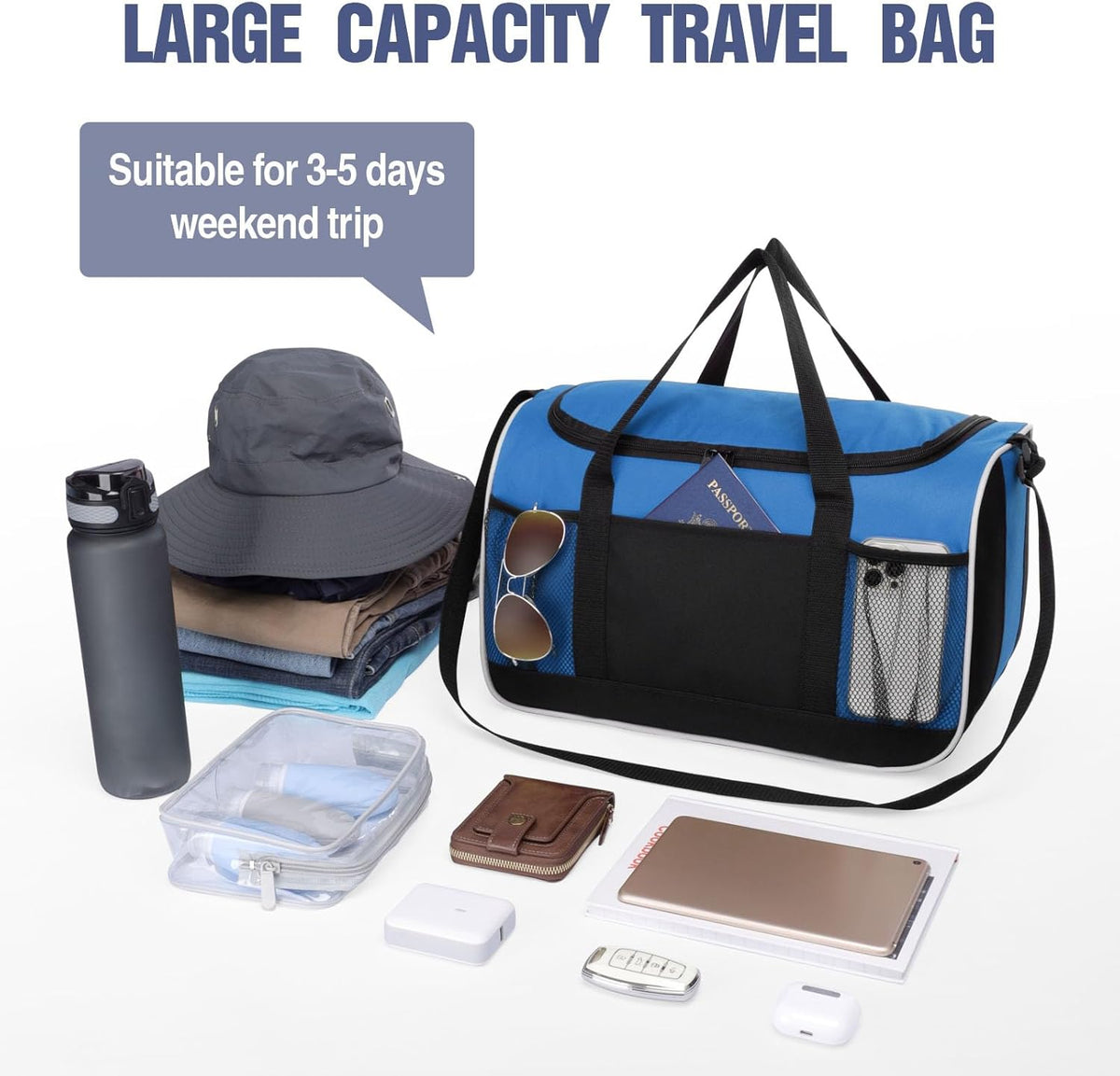 BuyAgain Duffle Bag, 17" Small Travel Carry On Sport Duffel Gym Bag.