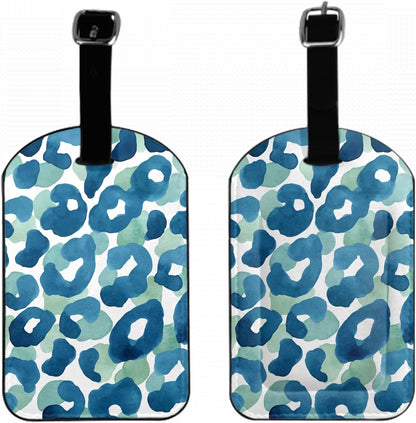Leopard Print Suitcase Tag Animal Skin Safari Wildlife Turquoise Luggage Tags Label Cruise Instrument Bag Case Tags, 1 Pack