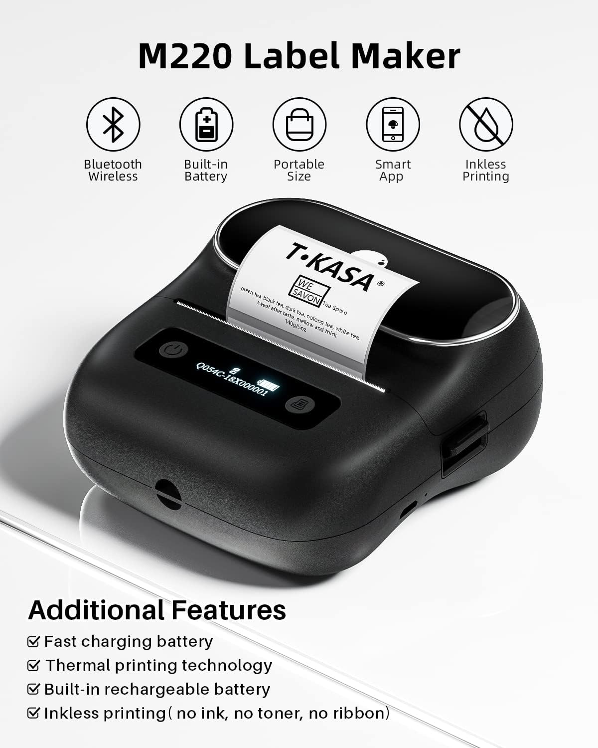 Phomemo M220 Label Makers, 3 Inch Portable Label Maker Machine with 3 Roll Labels, Wireless Thermal Label Printer for Address, Labeling, File Folder Label, Home Organizing