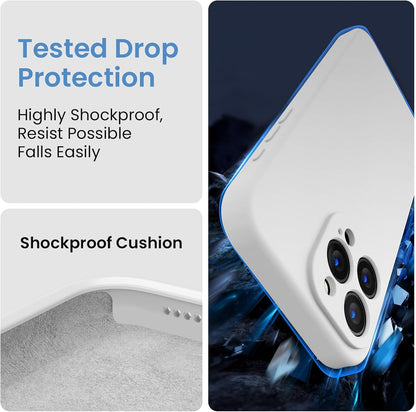 FireNova Designed for iPhone 15 Pro Case, Silicone Upgraded [Camera Protection] Phone Case with [2 Screen Protectors], Soft Anti-Scratch Microfiber Lining Inside, 6.1 inch, White