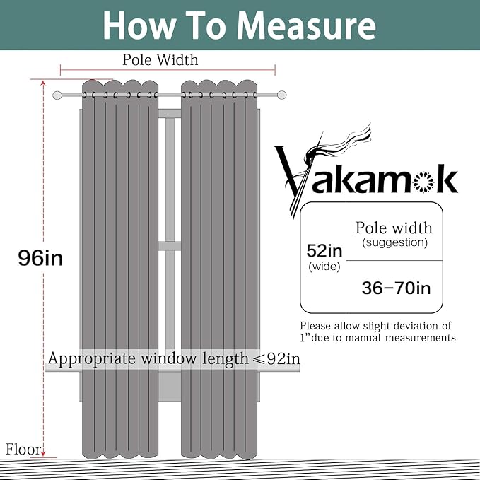 Yakamok Blackout Curtains 96 Inches Long Set of 2 Panels with Grommet Thermal Insulated Light Blocking Window Drapes for Bedroom/Living Room, Navy Blue Color, W52 x L96