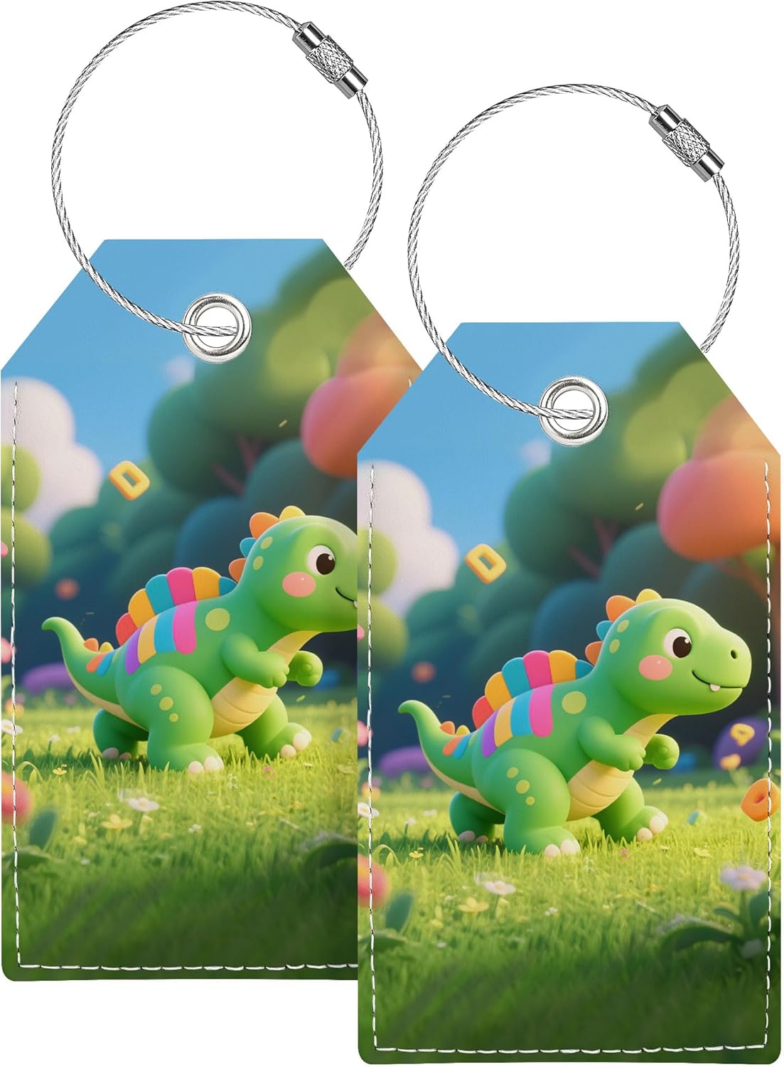 Luggage Tags for Suitcases, Luggage Tag, Personalized Bag Tags for Backpacks Handbag School Instrument with Name ID Label Travel Essentials, Cute Unique Fun Baggage Tags 2 Pack, Stegosaurus