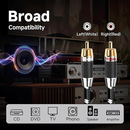 TODN Auidophile 2RCA Male to Male Stereo Audio Cable, OFC RCA Cables