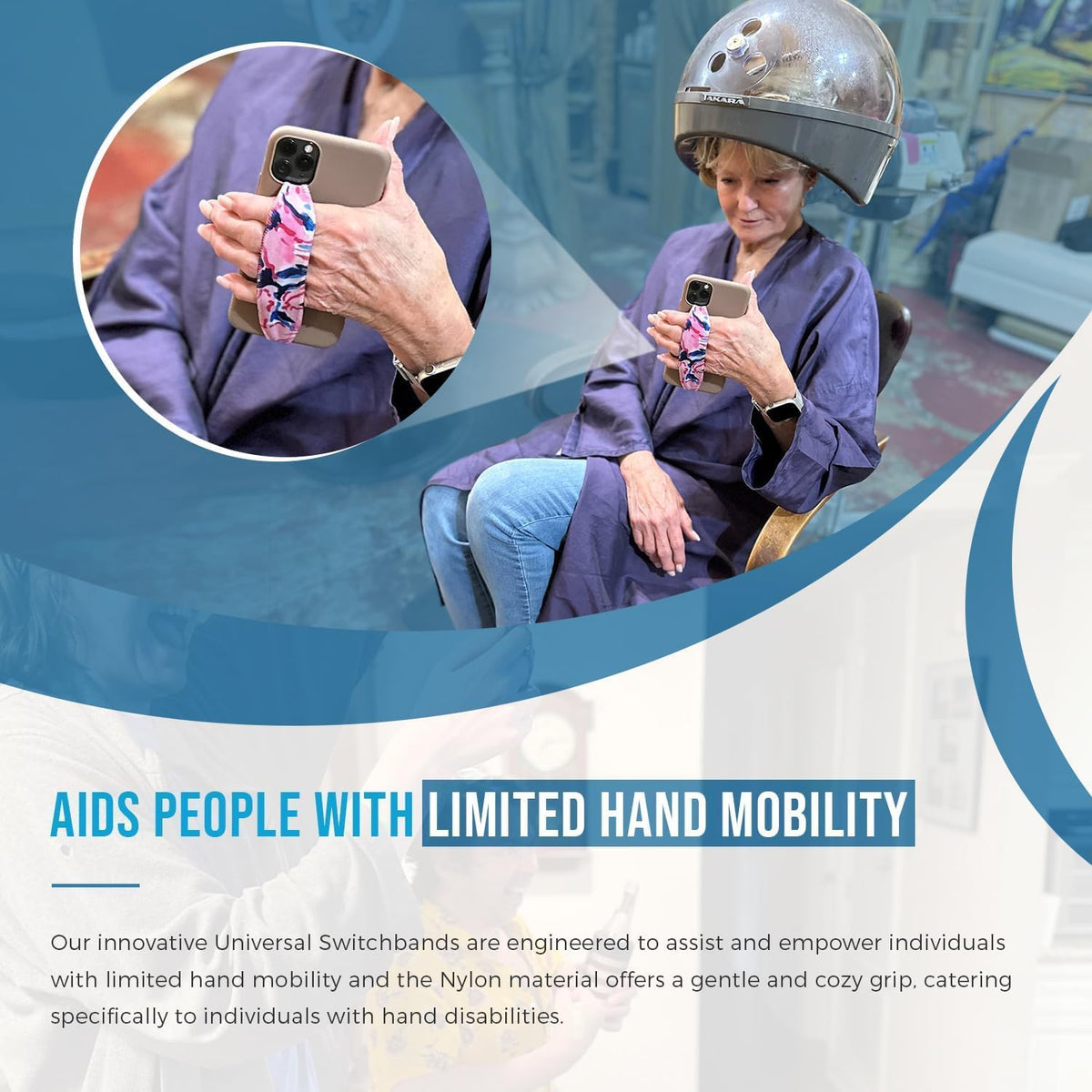 Phone Grip Strap - Reversible Finger Holder for Phone Back, Customizable Anti-Slip Design, Wireless Charging Compatible Detachable Holder for iPhone - White