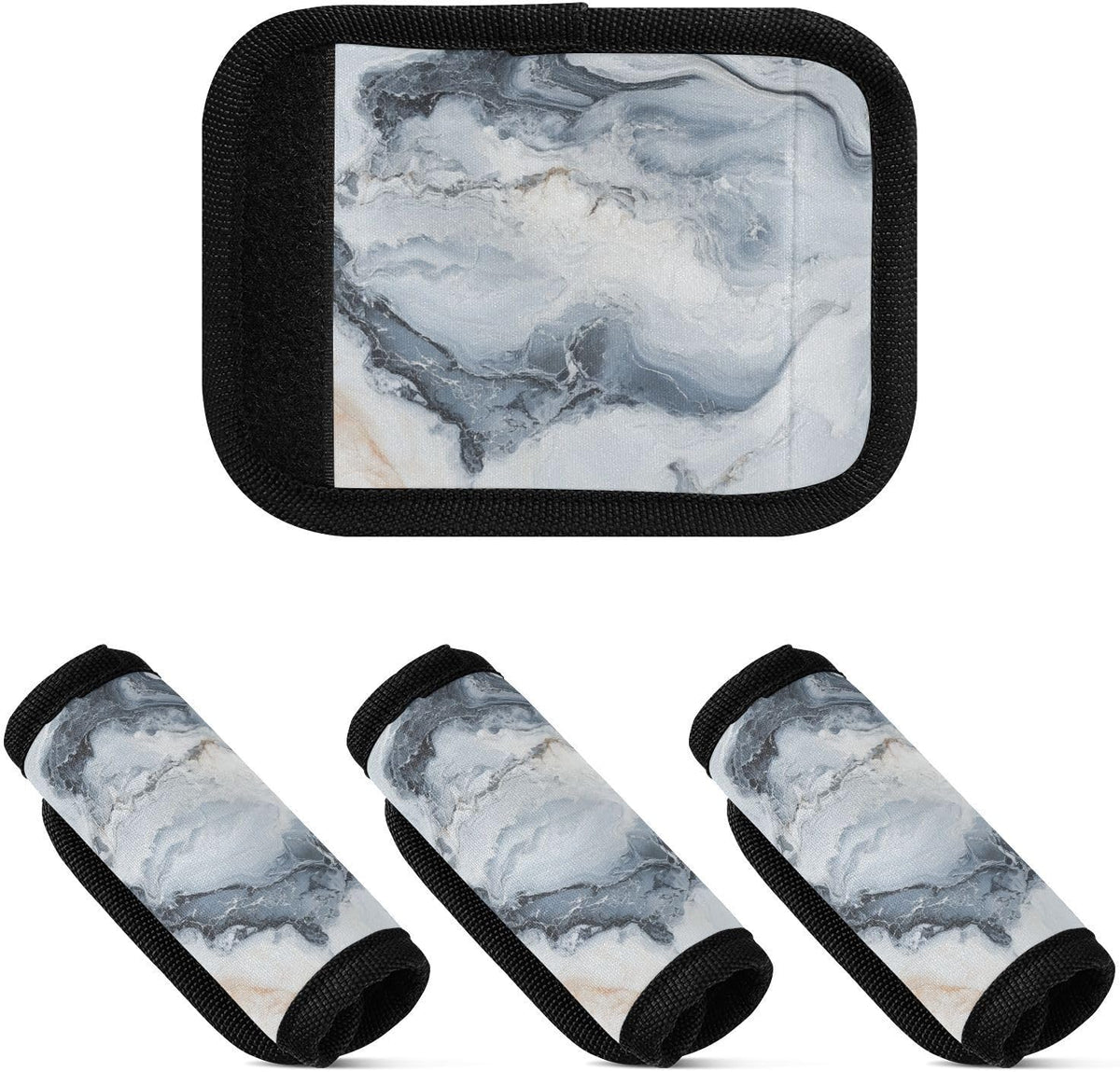 Blue and White Marble 4 Pack Luggage Handle Wraps Covers for Suitcase Identifiers Bag Tags Travel Accessories