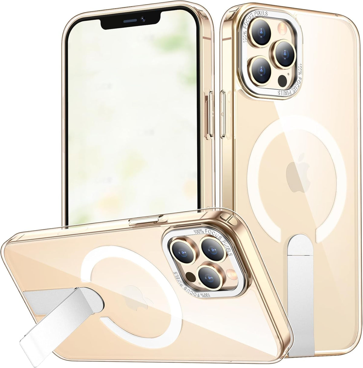 for iPhone 14 Pro Max Case with Kickstand, Compatible with MagSafe, [Invisible Stand] Anti-Slip Shockproof Military-Grade Protection, Magnetic Protective Phone Case for iPhone 14Pro Max, Clear