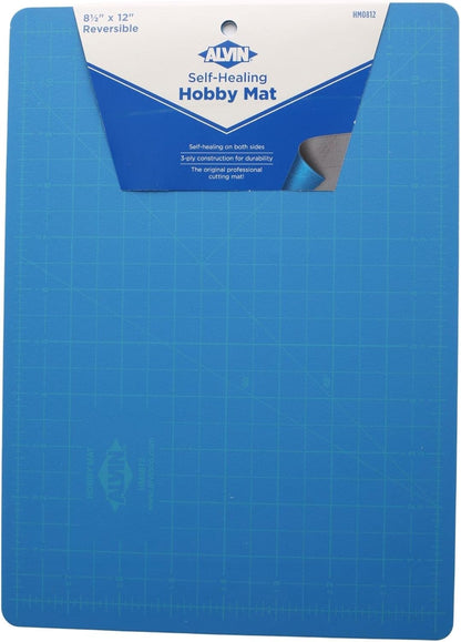 ALVIN HM Self-Healing Cutting Mat for Hobbies 8.5 x 12 inch | Double-Sided Blue/Grey | 3-Layer Gridded Surface for Arts, Crafts and Sewing - Model HM0812