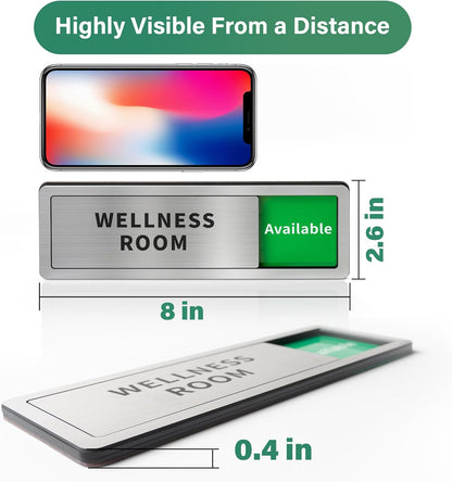 2 Pack Conference Room Office Door Signs Do Not Disturb, In Use/Available Slider Sign for Home Office Wellness Conference Vacant Occupied Privacy Slide Door Sign,Brushed Silver 8" x 2.6"