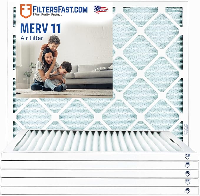 Filters Fast 10x16x1 Air Filter MERV 11, 1" AC Furnace Air Filters, Made in the USA, Actual Size: 9.75"x15.75"x 0.75", 6 Pack