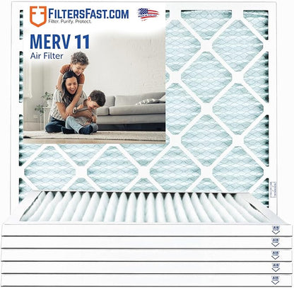 Filters Fast 10x16x1 Air Filter MERV 11, 1" AC Furnace Air Filters, Made in the USA, Actual Size: 9.75"x15.75"x 0.75", 6 Pack