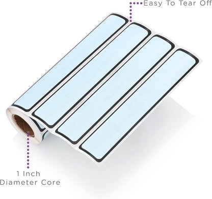 Carstens Adhesive Sticker Labels, 5 3/8” x 1”, Binder Labels for 1” Ring Binder Spines, Sky Blue, Roll of 200
