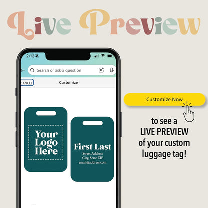 Personalized Logo Name Tag for Luggage (3 or 6 Count Pack) | Custom Tag for Suitcase | Acrylic Name Tag for Travel | Choose Your Font & Color | Backpack ID Label (Logo, Purple Haze)
