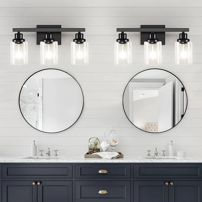 DIKAIDA 3-Light Bathroom Light Fixtures, Modern Bathroom Wall Lights Over Mirror
