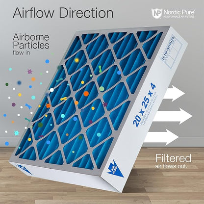 Nordic Pure 16x24x4 (Actual Size: 15 3/8 x 23 3/8 x 3 5/8) Pleated Air Filters MERV 7 Plus Carbon 6 Pack