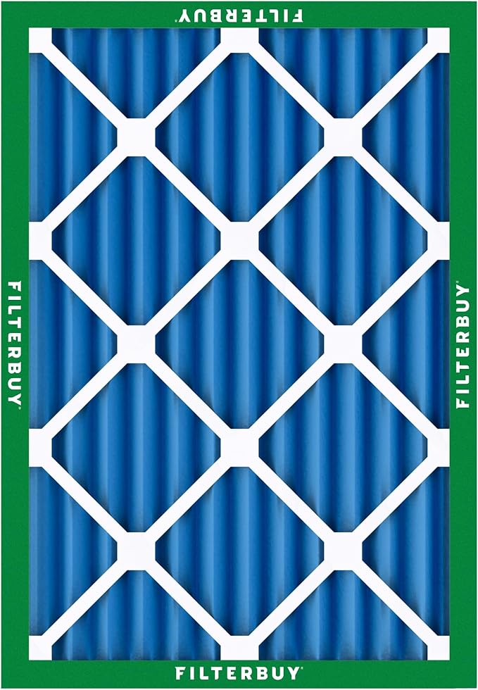 Filterbuy 20x24x2 Air Filter MERV 13 Optimal Smoke & Allergy Defense (2-Pack), Electrostatic Pleated HVAC AC Furnace Filters Replacement, Made in USA (Actual Size: 19.38 x 23.38 x 1.75)