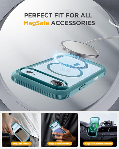 Miracase Magnetic for iPhone Air Case 6.5" [Compatible with MagSafe] Full-Body Phone Case with Built-in Glass Screen Protector & Camera Control,Drop Proof iPhone 17 Air Case Cover, Green