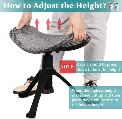 Footrest for Desk Adjustable Height 2-in-1 Function Rotatable Ergonomic Under Desk Footrest Ottoman Stool Rolling Leg Rest for Home Office (Gray)