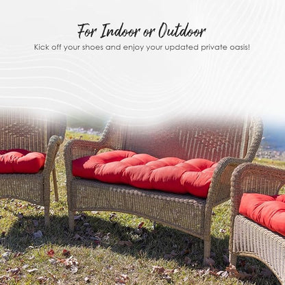 RSH DECOR: 3-Piece Wicker Tufted Cushion Set | for Large Wicker Sets | Outdoor Loveseat & U-Shaped Seat Cushions | Water & Fade-Resistant Spun Fabric | Beachcrest Caviar