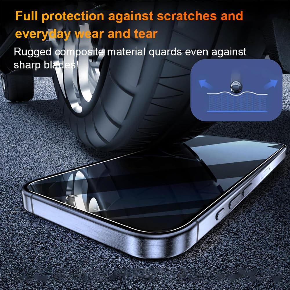 OneFish Privacy Screen Protector for IPhone 15 Pro Max Anti-Spy Tempered Glass Dust-Free Bubble-Free Anti-Fingerprint 9H Scratch Protection & Hassle-Free Installation Frame [2-Pack]