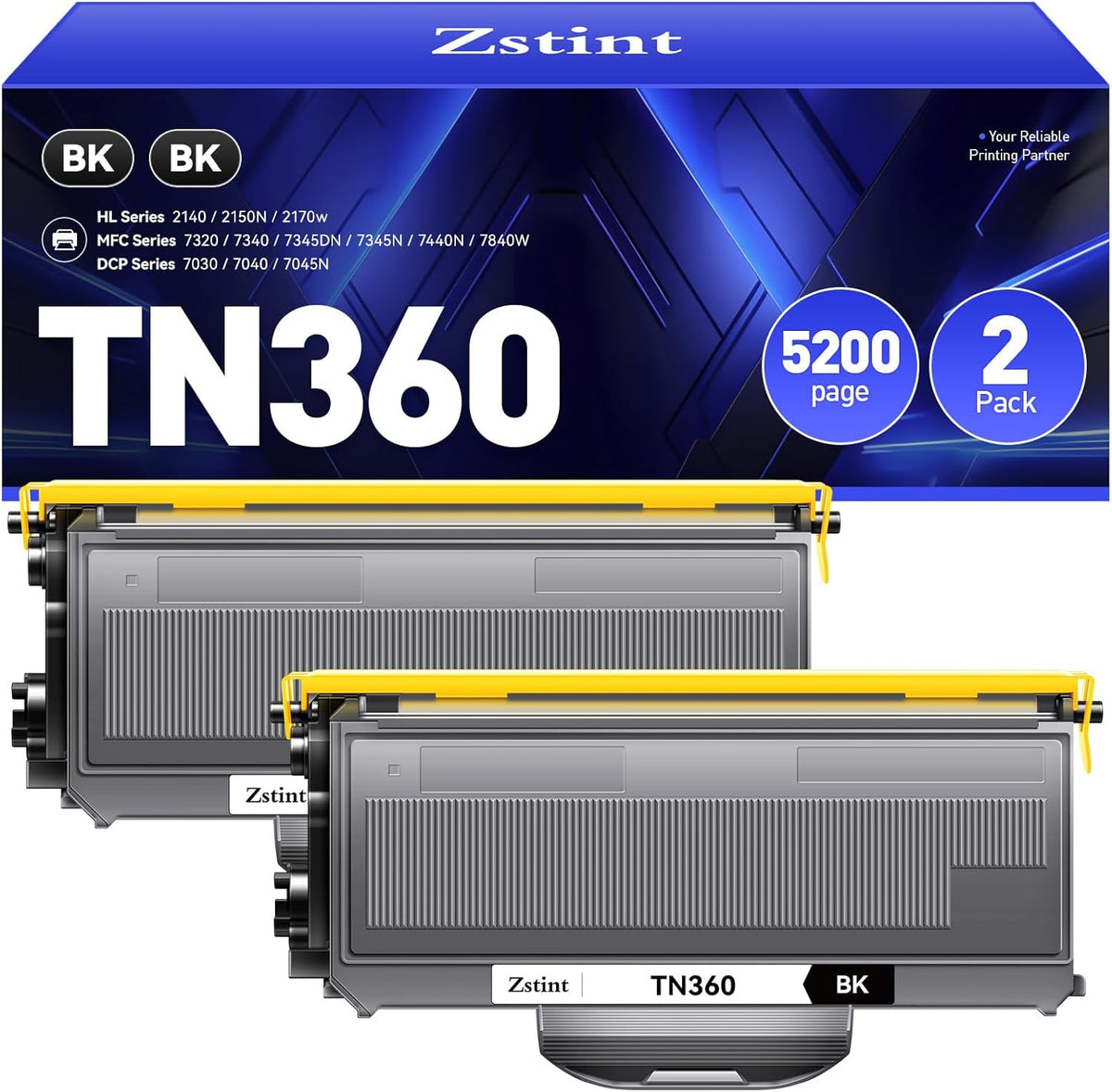 TN360 Toner Cartridge Black 2-Pack Replacement for Brother TN-360 TN330 TN-330 Compatible with Brother DCP-7030 DCP-7040 MFC-7840W HL-2140 MFC-7340 MFC-7440N HL-2170W HL-2150N 7045N Laser Printer Ink