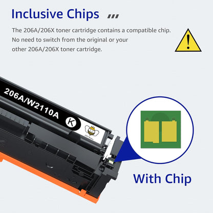 CMYBabee Compatible Toner Cartridge Replacement for HP 206A 206X for Color Laserjet Pro MFP M283fdw M283cdw M283fdn M282mw Pro M255dw M255nw M283 M255 Printer W2110A W2110X High Yield (BCMY, 4-Pack)