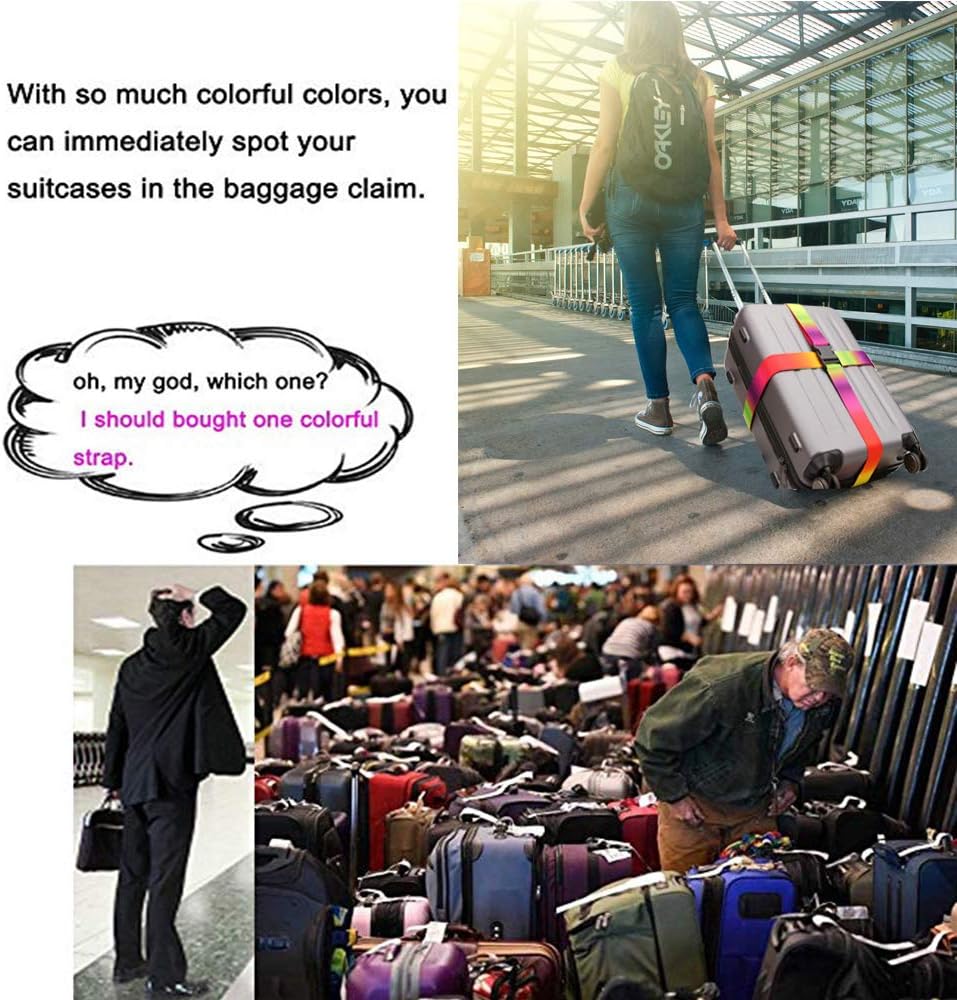 Adjustable Travel Luggage Strap Suitcase Belt Travel Bag Accessories 1.96 in W x 6.23 ft L