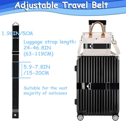 Luggage Straps Travel Belt for Luggage, Add a Bag Luggage Strap for Backpack, 2-in-1 Suitcase Belts Adjustable Elastic Airport Travel Accessories for Women & Men