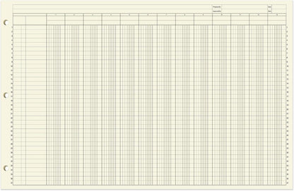 BookFactory Ledger Pad Large 13 Column Accounting Ledger Columnar (Thirteen Columns) Pads - 17'' x 11'', 50 Pages, Notepad Landscape Format (PAD-050-CLCPD3(17x11-Ledger-13)-AX)