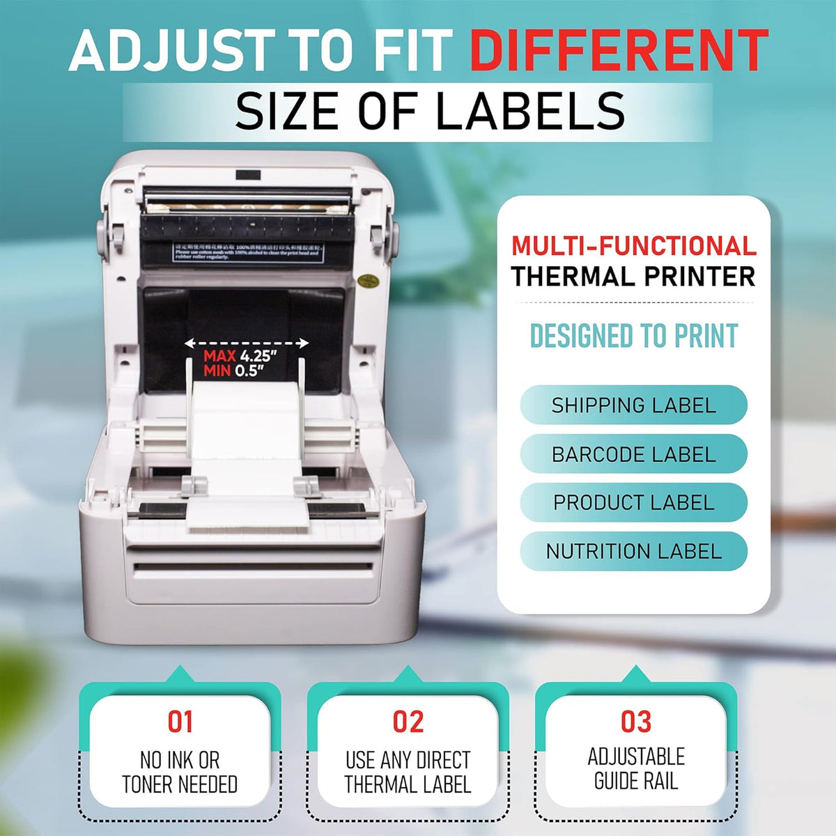 2054K-AP Auto Peel Shipping Label Printer, Separate Label from Backsheet Automatically, Print on Windows Mac Chromebook via USB, Print Wireless for BT on Windows ONLY, UPS USPS FedEx