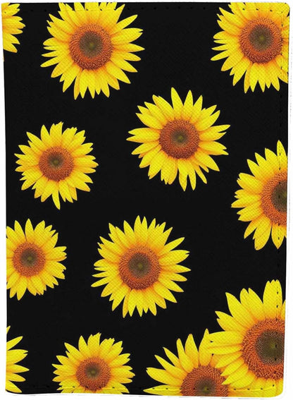 Sunflower Passport Holder for Travel Yellow Bloom Floral Petals PU Leather Passport Cover Wallet Cute Passport Card Holder for Women and Men