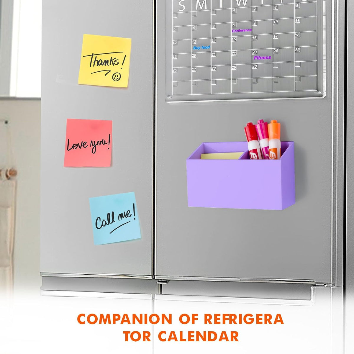 BEYGORM Magnetic Dry Erase Marker Holder for Whiteboard,Non-slip Acrylic Magnet Pen Holder for Fridge Refrigerator,Locker Organizer for Work,Locker Accessories,Pencil Cup for Desk(Purple)
