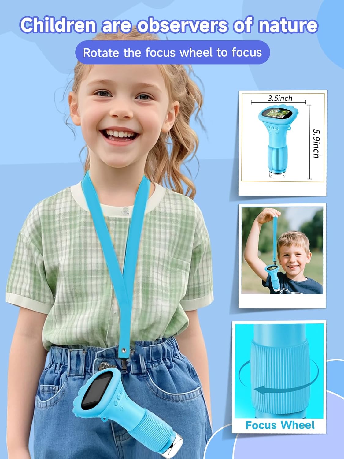 acoath kids handheld digital miniscope 1000x magnification portable 2.0 inch screen