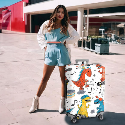 Travel Luggage Cover,Cartoon Colorful DinosaurTheme Suitcase Cover Accessory Kit, Luggage Tag, and Comfortable Luggage Handle Wrap, Washable Luggage Suitcase Protector (25-28 inch,L)